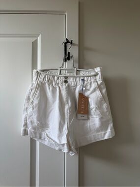 Venezia White High-Waist Paperbag Shorts